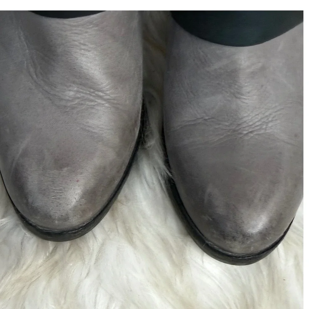 Sorel After Hours Grey Black Buckle Wedge Moto Boots NL2550-052 Womens 7.5